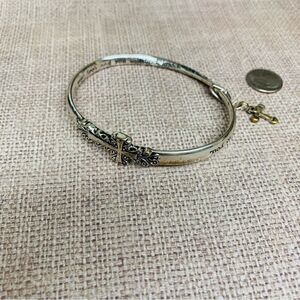 ‎Silver Cross Affirmation/Prayer Bracelet